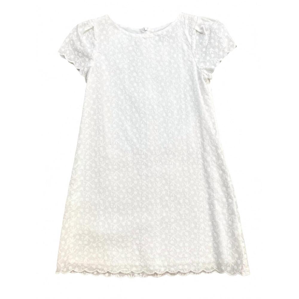 NEW MARIA CASERO girls embroidered shift dress in white